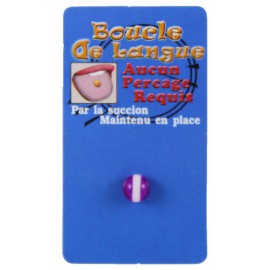 Faux Piercing Langue Violet et Blanc Bioflex