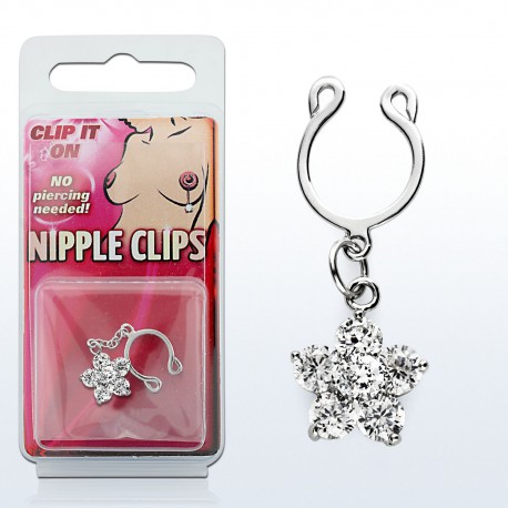 Faux Piercing Téton Fleur Cristal