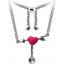 Chaine de Taille Avec Piercing Nombril Coeur Acier