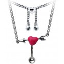 Chaine de taille avec piercing nombril coeur acier