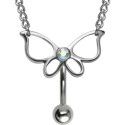 Chaine de Taille Avec Piercing Nombril Papillon Acier