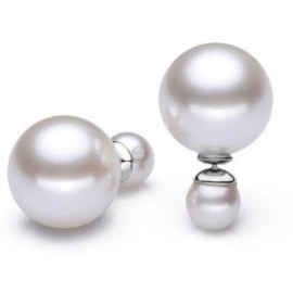 Piercing - BO Puce Double Perle Argent 925