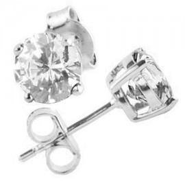 Boucle d'oreille puce solitaire argent 925 cristal rond