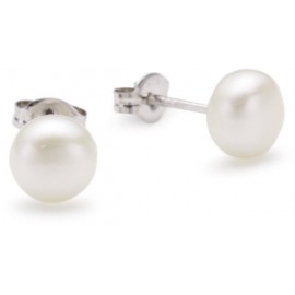 Boucle d'oreille fausse boule perle argent 925