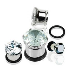 Piercing Plug Acier Cristal