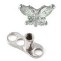 Piercing Microdermal Acier Papillon Cristal