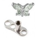 Piercing Microdermal Acier Papillon Cristal