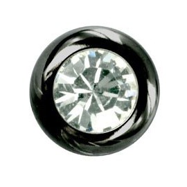 Boule Piercing Noire Anodisé Cristal