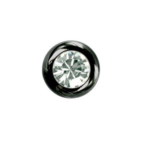 Boule Piercing Noire Anodisé Cristal