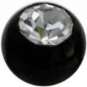 Boule piercing bioflex noire cristal