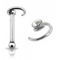 Piercing Nez Argent 925 Cristal Spiral