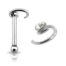 Piercing Nez Argent 925 Cristal Spiral