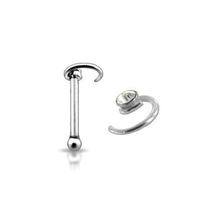 Piercing Nez Argent 925 Cristal Spiral