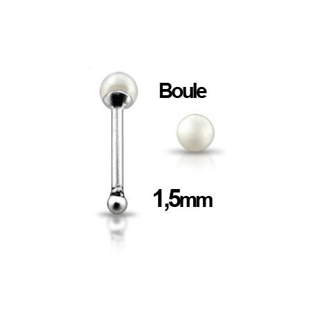 Piercing Nez Fausse Boule Perle Argent 925