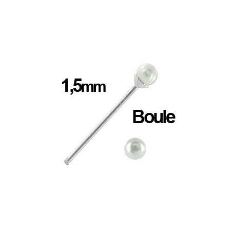 Piercing Nez Fausse Boule Perle Argent 925