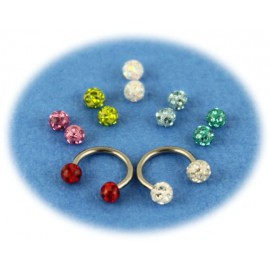 Pack Piercing Fer à Cheval Boule Cristal 7 Couleurs Titane G23