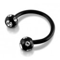 Piercing Fer à Cheval Boule Multi Cristal Noire Anodisé