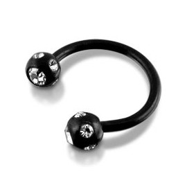 Piercing Fer à Cheval Boule Multi Cristal Noire Anodisé