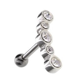 Piercing Helix Acier Motif Cristal