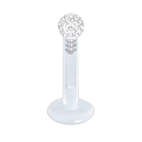 Piercing Tragus Boule Cristal Recouverte de Résine Tige Bioflex