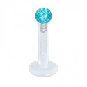 Piercing Tragus Boule Cristal Recouverte de Résine Tige Bioflex