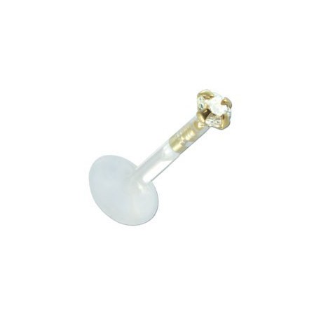 Piercing Tragus Cristal Rond Serti en Plaqué OR 750/000