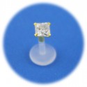 Tragus bioflex cristal carré serti en plaqué OR 750/000