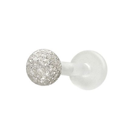 Piercing Tragus Boule Strass Argent 925 Tige Bioflex