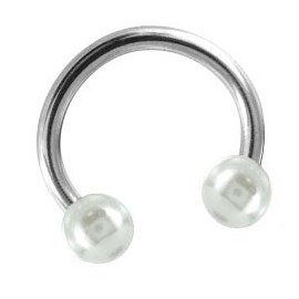 Tragus anneau fer à cheval fausse boule perle titane G23