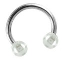 Tragus anneau fer à cheval fausse boule perle titane G23