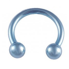 Tragus anneau fer à cheval boule bleue titane G23