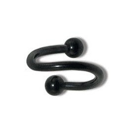 Piercing Tragus Anneau Spiral Boule Noire Anodisé