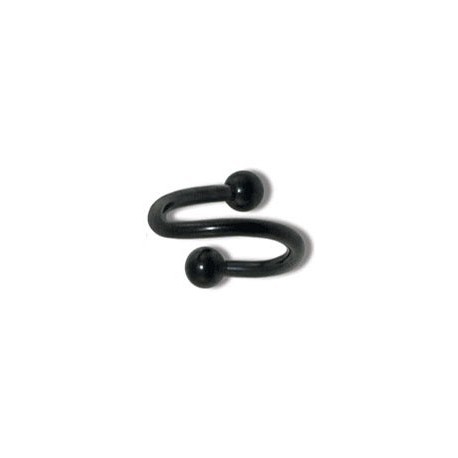 Piercing Tragus Anneau Spiral Boule Noire Anodisé