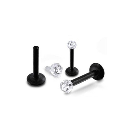 Piercing Tragus Cristal Serti en Bioflex Noir Anodisé