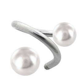 Piercing Tragus Anneau Spiral Acier Fausse Boule Perle de Culture