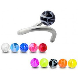 Tragus anneau spiral acier boule multi couleurs