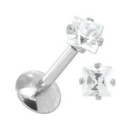 Tragus acier cristal serti carré