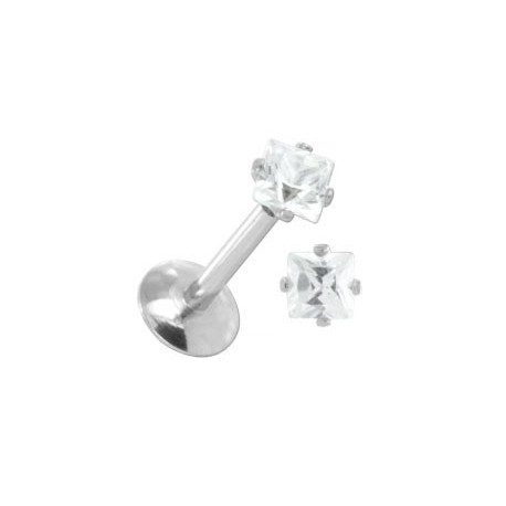 Piercing Tragus Acier Cristal Serti Carré