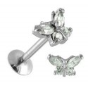 Tragus acier papillon cristal