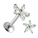 Piercing Tragus Acier Fleur Cristal