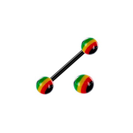 Piercing Langue Boule Couleur Jamaïque Bioflex