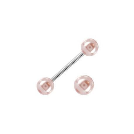 Piercing Langue Titane G23 Fausse Boule Perle Rose