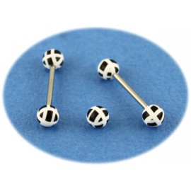 Piercing Langue Titane G23 Boule Noire et Blanche