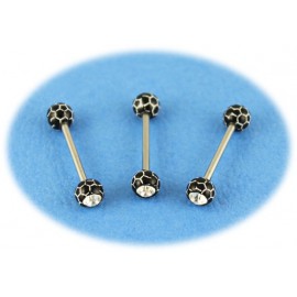 Piercing Langue Titane G23 Boule Noire Cristal