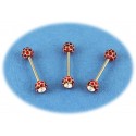 Piercing Langue Titane G23 Boule Rouge Cristal