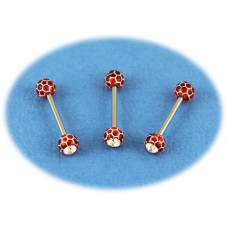 Piercing Langue Titane G23 Boule Rouge Cristal