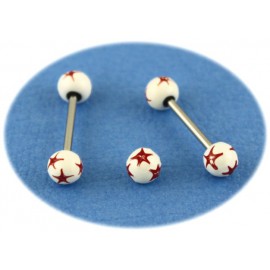 Piercing Langue Titane G23 Boule Blanche Etoilé