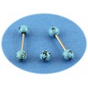 Piercing Langue Titane G23 Boule Bleue Turquoise