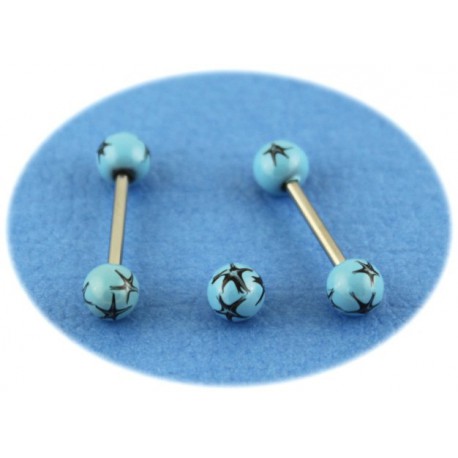 Piercing Langue Titane G23 Boule Bleue Turquoise