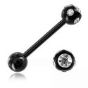 Piercing Langue Boule Multi Cristal Noir Anodisé